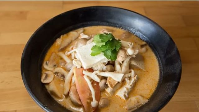 Wild Mushroom Noodle in Coconut Soup.